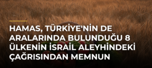 Hamas, Türkiye’nin de Aralarında Bulunduğu 8 Ülkenin İsrail Aleyhindeki Çağrısından Memnun