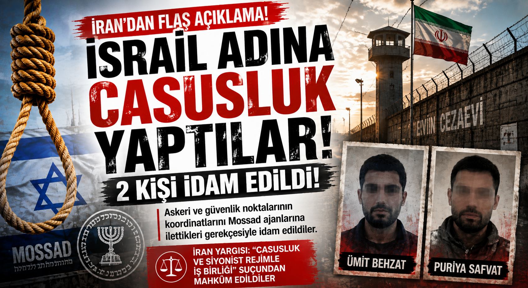 İran’da İsrail Adına Casusluk Yapan İki Kişi İdam Edildi