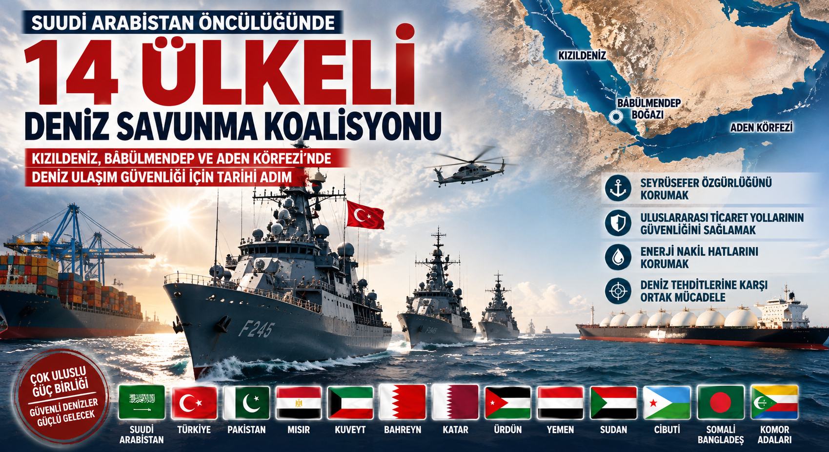 13 Ülkeyle Çok Uluslu Deniz Savunma Koalisyonu Kuruldu