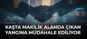 Kaşta makilik alanda çıkan yangına müdahale ediliyor