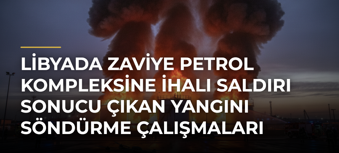 Libyada Zaviye Petrol Kompleksine İHAlı saldırı sonucu çıkan yangını söndürme çalışmaları sürüyor - Mirat Haber
