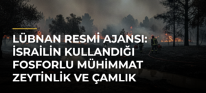Lübnan resmi ajansı: İsrailin kullandığı fosforlu mühimmat zeytinlik ve çamlık alanlarda yangına neden oldu