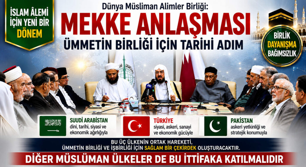 DÜNYA MÜSLÜMAN ALİMLER BİRLİĞİ’NDEN MEKKE ANLAŞMASI’NA DESTEK