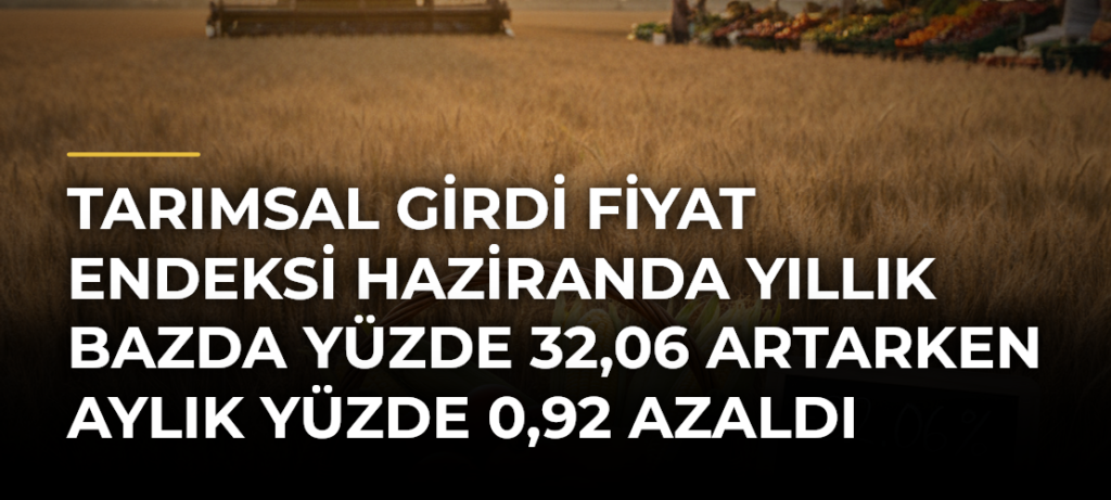 Tarımsal Girdi Fiyat Endeksi Haziranda Yıllık Bazda Yüzde 32,06 Artarken Aylık Yüzde 0,92 Azaldı