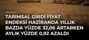 Tarımsal Girdi Fiyat Endeksi Haziranda Yıllık Bazda Yüzde 32,06 Artarken Aylık Yüzde 0,92 Azaldı