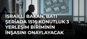 İsrailli Bakan, Batı Şeriada 1516 Konutluk 3 Yerleşim Biriminin İnşasını Onaylayacak
