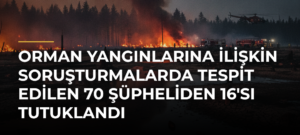 Orman yangınlarına ilişkin soruşturmalarda tespit edilen 70 şüpheliden 16’sı tutuklandı