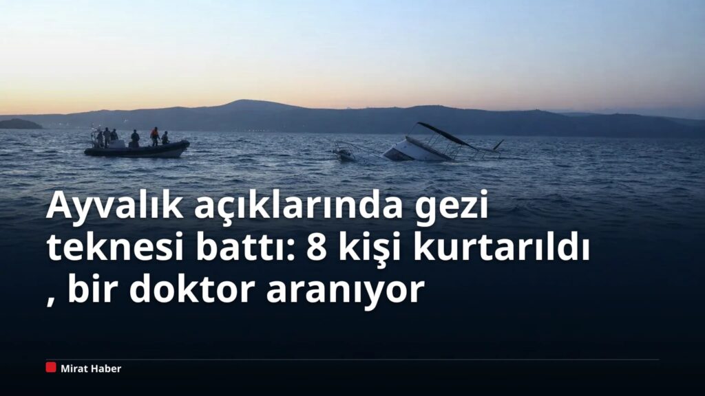 Ayvalık açıklarında gezi teknesi battı: 8 kişi kurtarıldı, bir doktor aranıyor