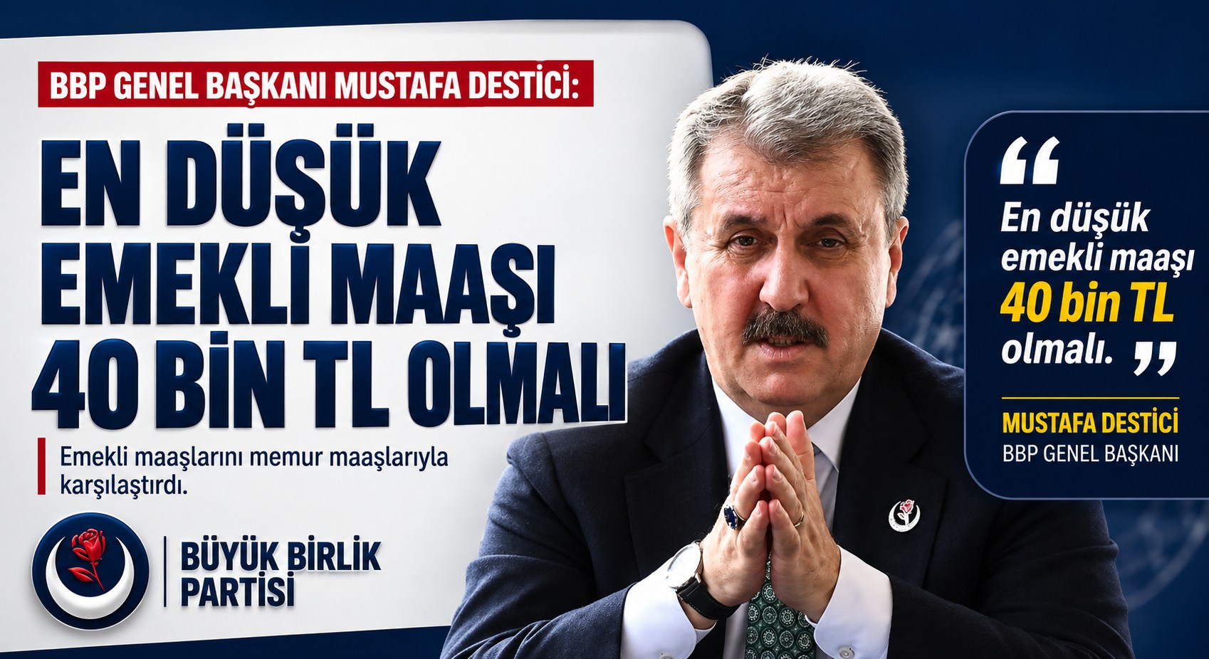 En Düşük Emekli Maaşı 40 Bin TL Olmalı